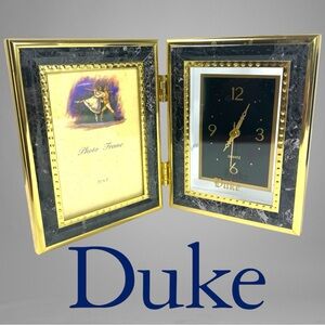Duke University Commemorative Clock & Photo Frame - Elegant Gold & Marble Design